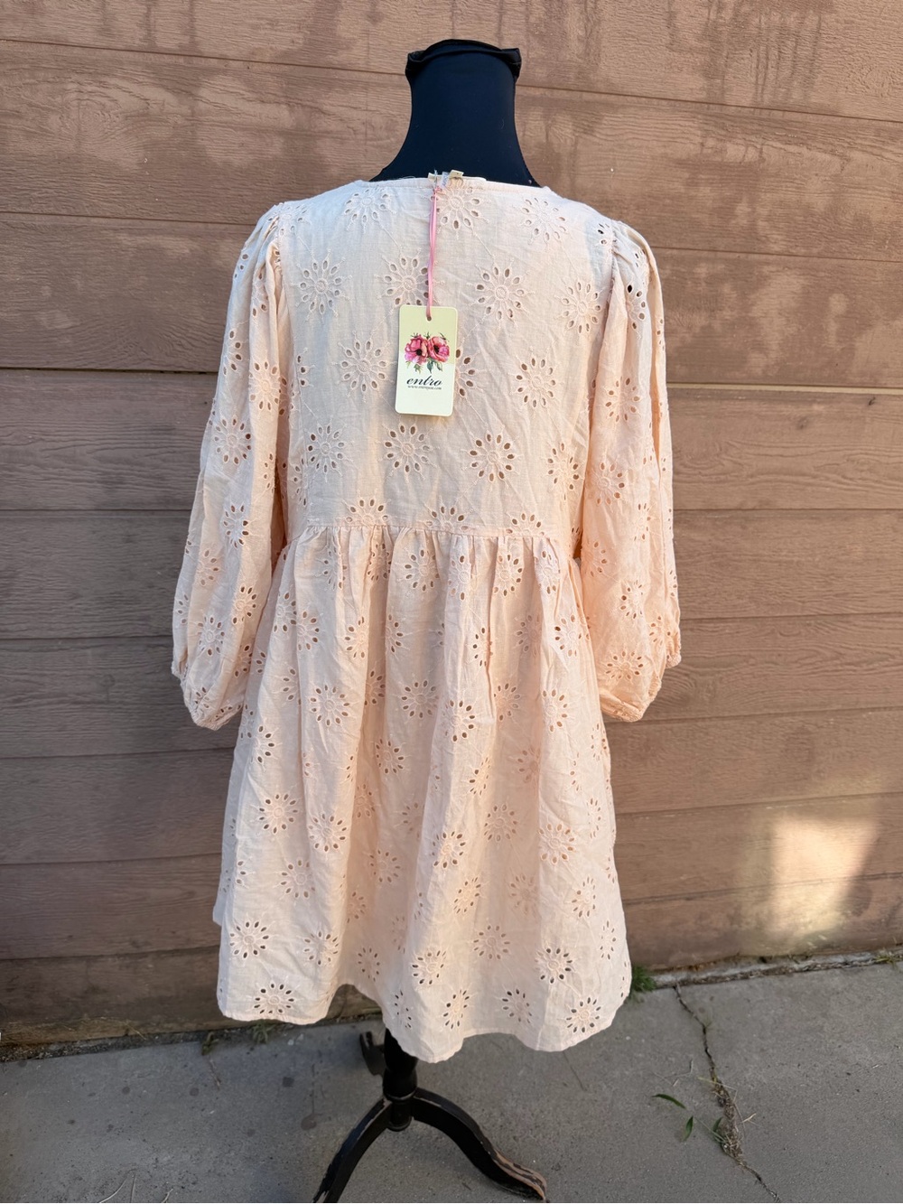 Entro Eyelet Babydoll Mini Dress in Blush - Picture 9 of 13
